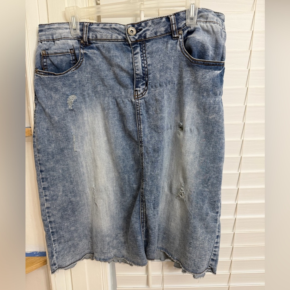 Classic Blue Denim Pencil Skirt